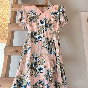 Vintage style pink floral dress sz S